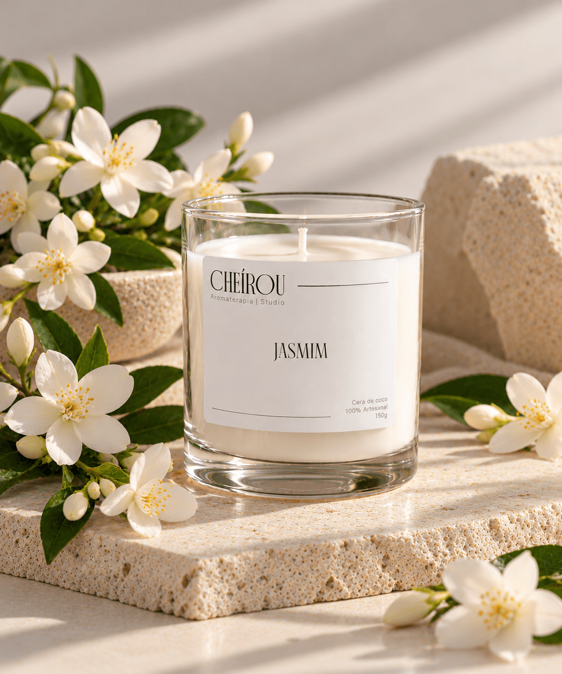 Vela Vidro Jasmim 150g em pote de vidro