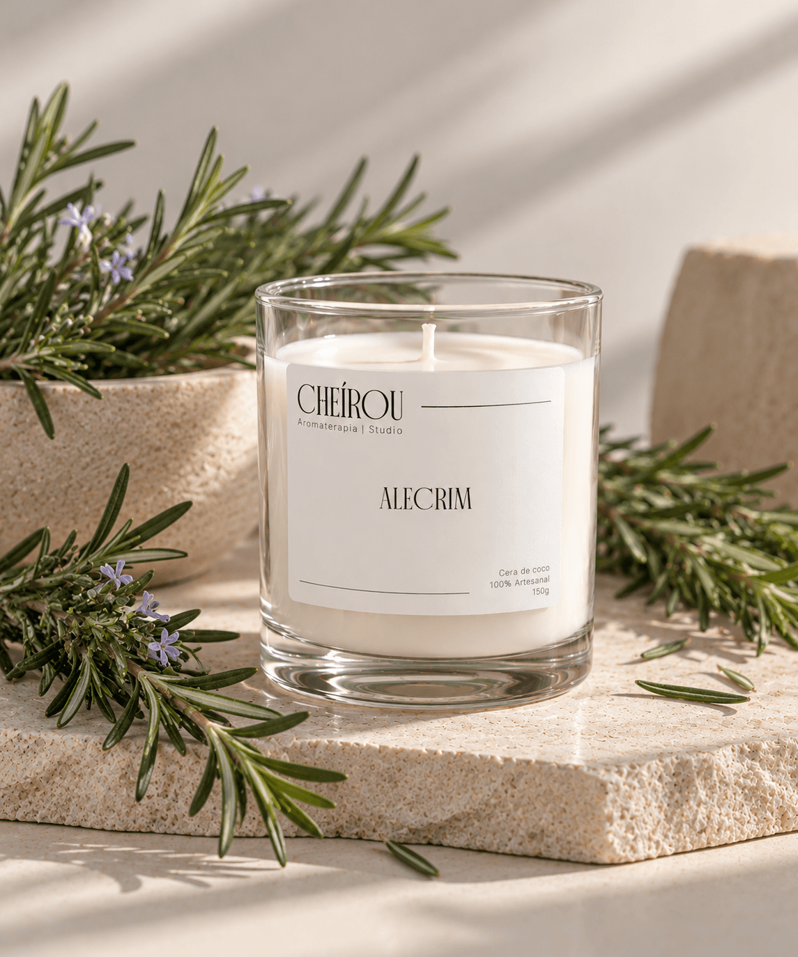 Vela de Vidro 150g Alecrim