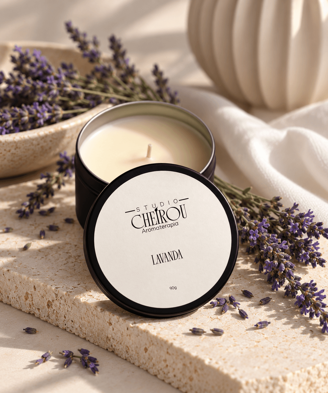 Vela Travel Lavanda 90g em pote de alumínio