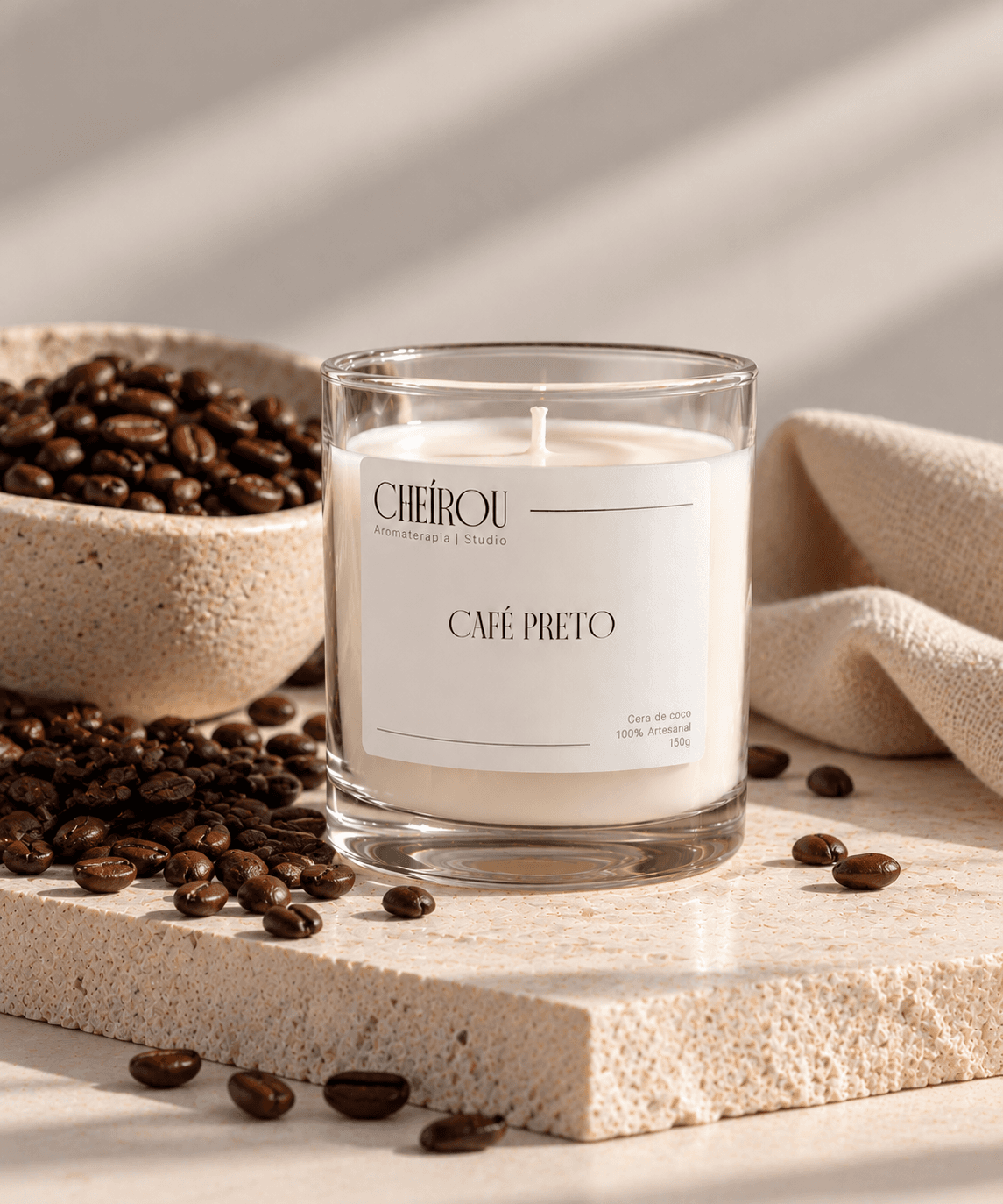 Vela Vidro Café Preto 150g em pote de vidro