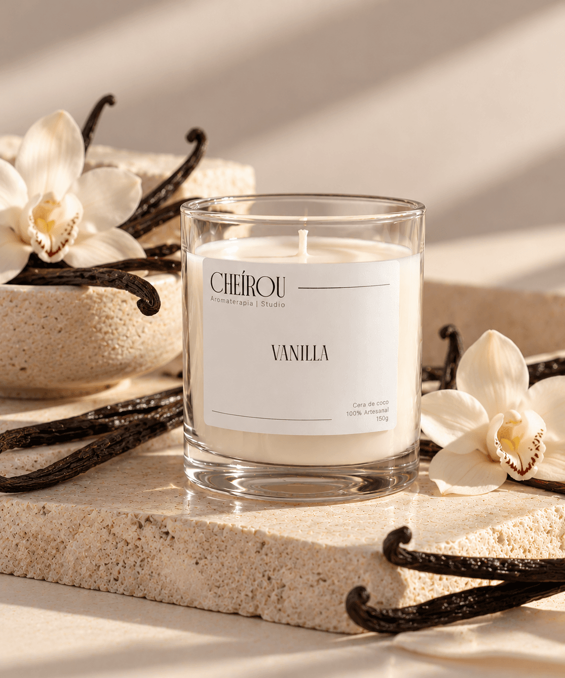Vela Vidro Vanilla 150g em pote de vidro